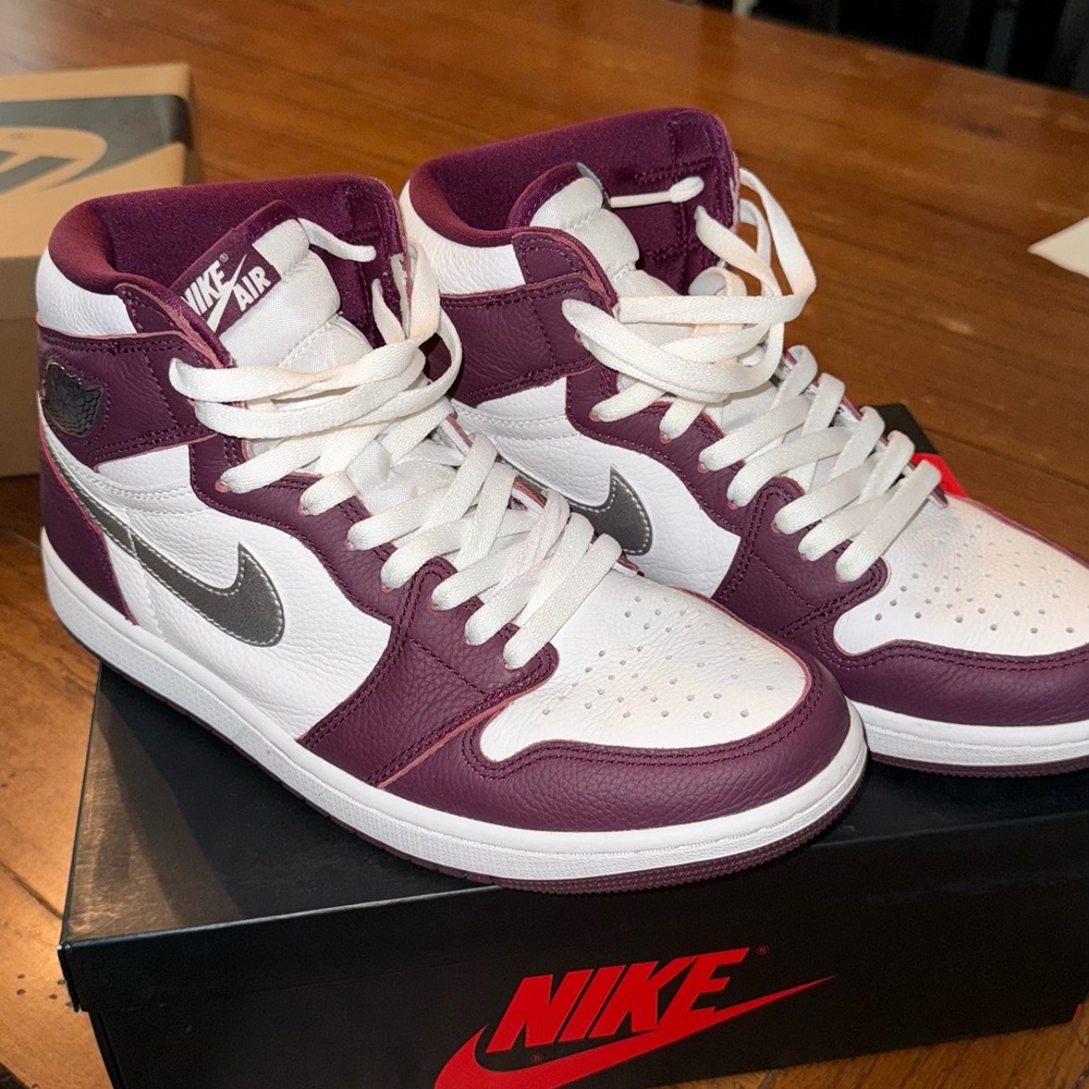 Nike Air High-Top Sneakers in White and Maroon